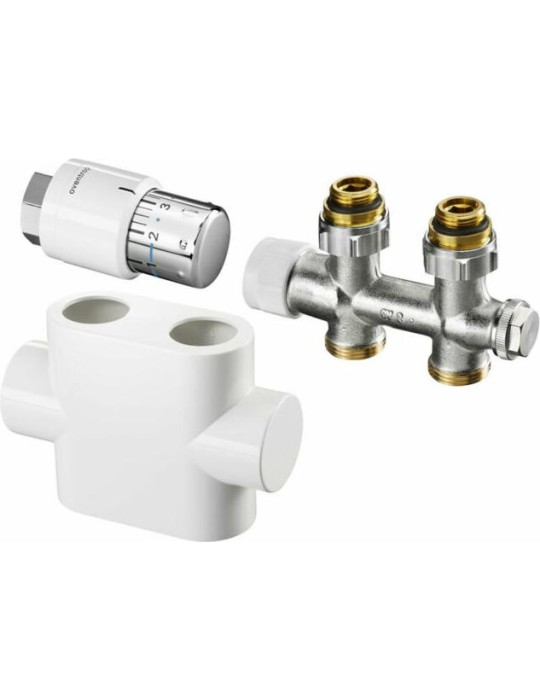 Oventrop Set de raccordement de vanne avec tête TH, forme de passage, multibloc blanc
